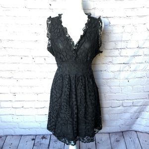 American Rag Black Ruffle Sleeveless Lace Dress, Size XL